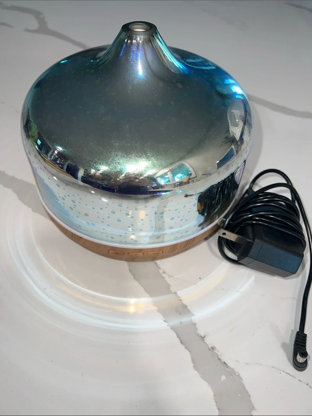 Wood Base Silver Glass Ultrasonic Essential Oil Diffuser